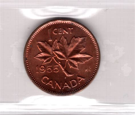 1955 Canada One Cent Coin - SF; Red - ICCS Graded MS-64 | eBay