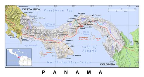 Detailed political map of Panama with relief | Panama | North America ...