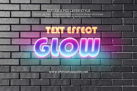 Photoshop Action - Glow text effect Layer style