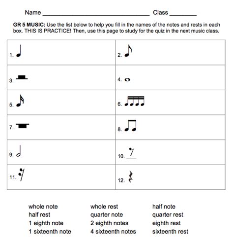 Dotted Notes And Rests Worksheets