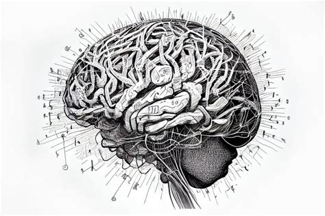 Human Brain, Ai Illustration in Hand Drawing Style Stock Illustration - Illustration of ...