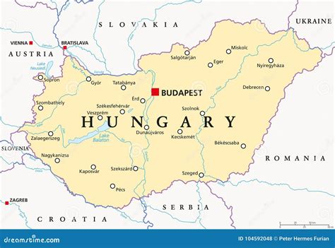 Hungary Political Map stock vector. Illustration of serbia - 104592048