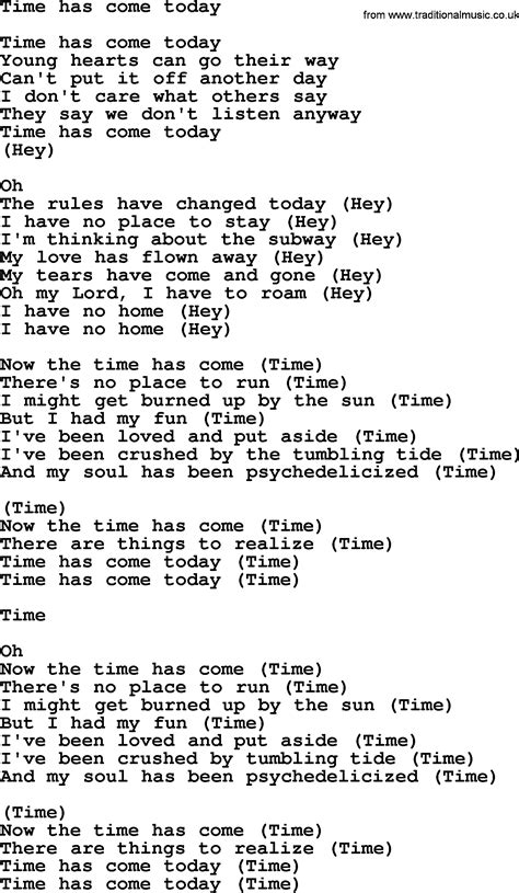 Time Has Come Today, by The Byrds - lyrics with pdf