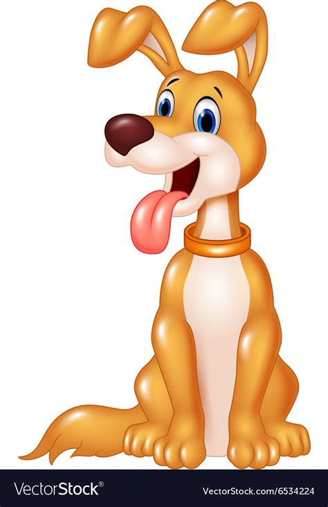 Cartoon dog with tongue out isolated on whitebackg