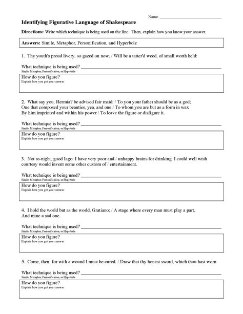 Free Printable Figurative Language Worksheets