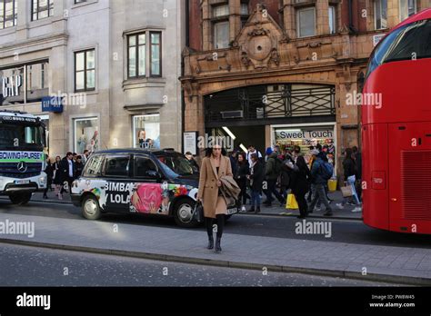 LONDON, UK - February 16, 2018: Oxford Circus tube station building, on Oxford Street. Old ...