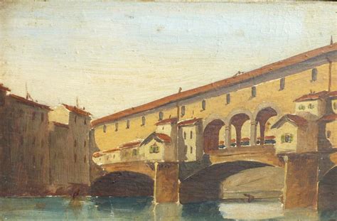 Italian painting signed Circa 1930 of Ponte Vecchio bridge in Florence from dg on Ruby Lane