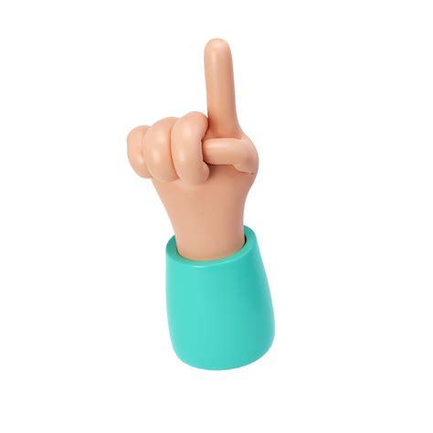 3d hand icon show push one finger counting illustration. Cartoon character. Business clip art ...