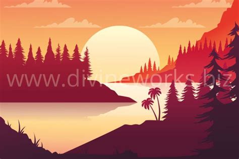 Free sunset landscape vector – Artofit