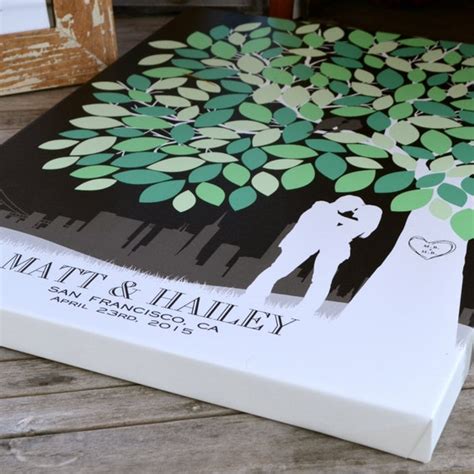 Canvas Wedding Tree Guest Book // Personalized Skyline