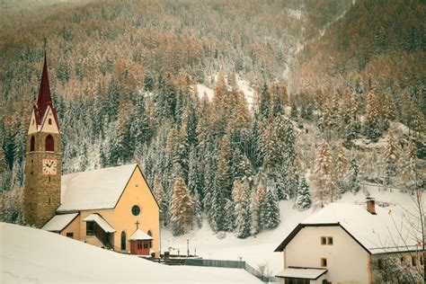 Snow on the Church in the Alpine Village Stock Image - Image of ...