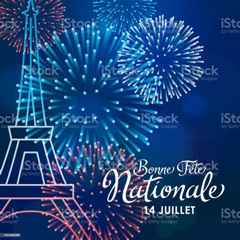 French National Day Fireworks Display Stock Illustration - Download ...