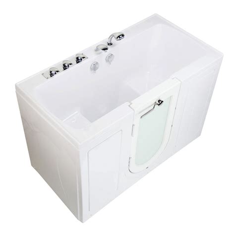 Ella Tub4Two 60 in. Acrylic Walk-In Soaking Bathtub in White Left Outward Door Fast Fill Faucet ...