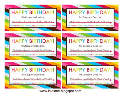 Free Printable Birthday Coupons - Overstuffed