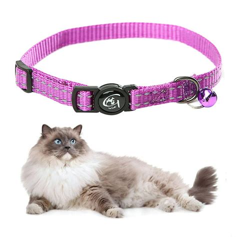 Reflective Cat Collar with Bell Nylon Pet Neck Belt Collar Strip Puppy Neck Rope Cord Fabric ...