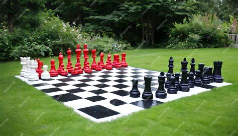 Premium Photo | Big garden chess set on the lawn