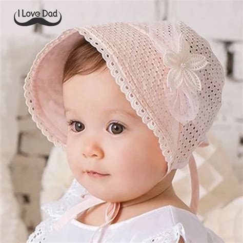 Aliexpress.com : Buy Spring Cap Summer Princess Hollow newborn Baby Girls Hat Lace up Beanie ...