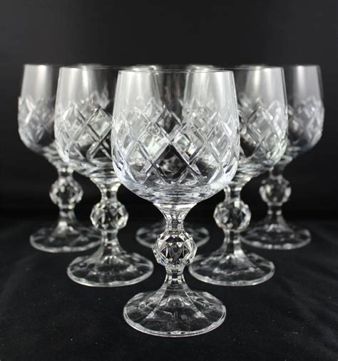 Stunning Bohemia Diamond Cut Crystal Wine Glasses