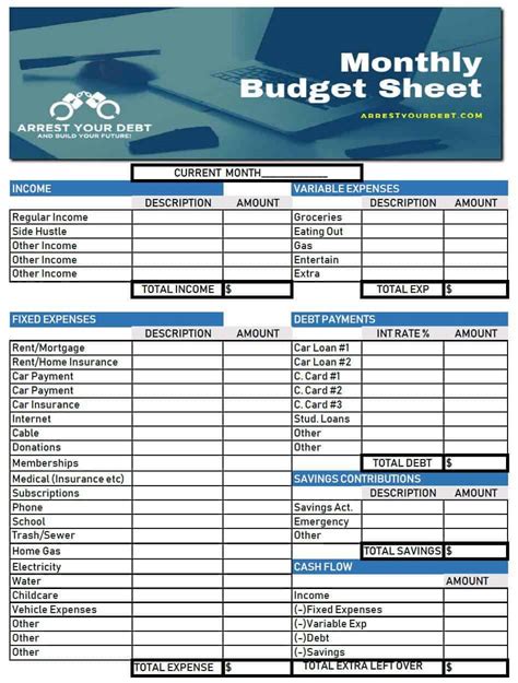 Budget Template Freebie - Arrest Your Debt