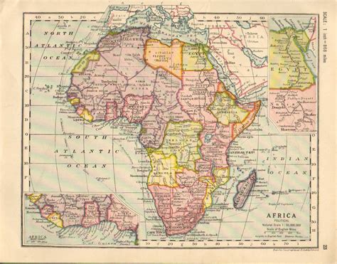 1930 MAP ~ AFRICA ~ INSET EGYPT NUBIA MADAGASCAR WEST COAST CONGO ...