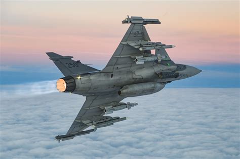 Gripen C with weapons - Saab