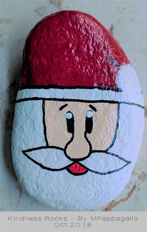 Santa Painted Rock - Oct 2018 | Painted rocks kids, Christmas paintings, Christmas pebble art