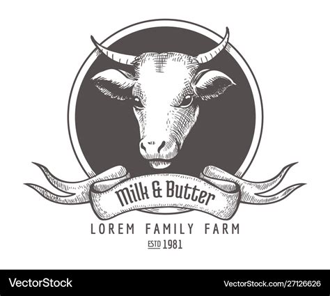 Vintage milk cow logo Royalty Free Vector Image