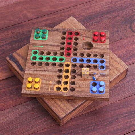 Handmade Raintree Wood Ludo Board Game from Thailand - Around the World ...