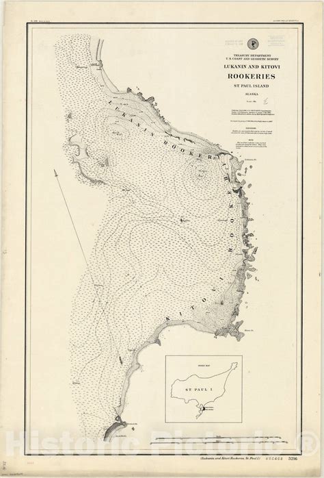 Map : St. Paul Island, Alaska 1898, Lukanin and Kitovi Rookeries, St ...