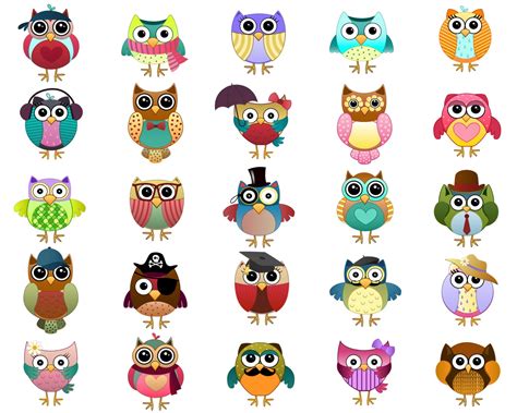 Cute Owl Clipart Animal Clip Art Printable Planner Stickers Paper ...