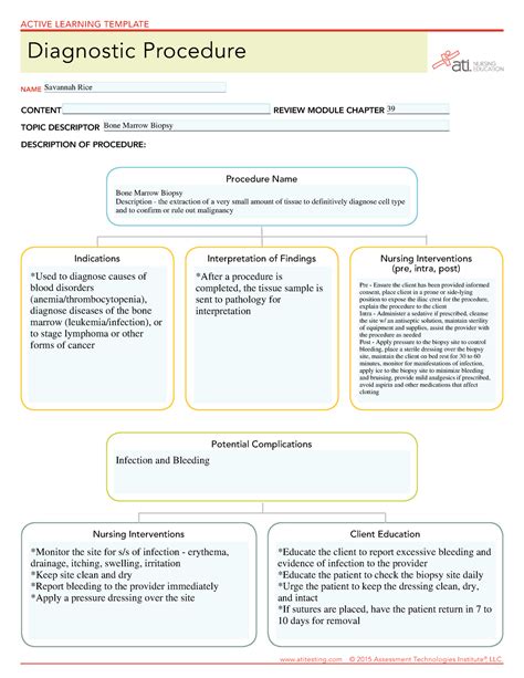 Bone Marrow Biopsy - ATI Diagnostic Procedure - NURS 411 - USC - Studocu