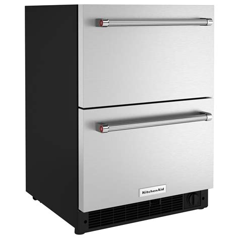 Whirlpool 24" Undercounter Double-Drawer Refrigerator Freezer in Black and Stainless Steel ...