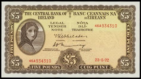 Ireland 5 Pound Note 1972 Lady Lavery|World Banknotes & Coins Pictures ...