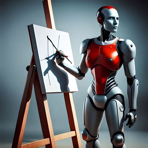 AI robot painting himself higly intricate, sophisticated and complex ...