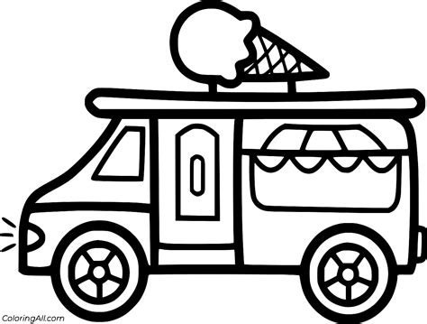 Simple Ice Cream Truck Coloring Page - ColoringAll