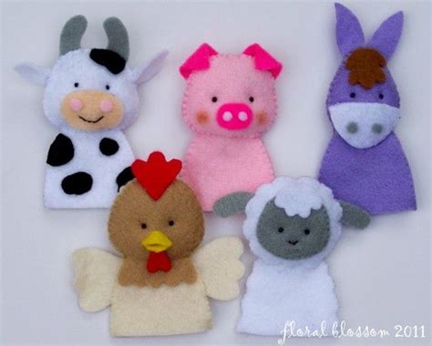 Digital Pattern: Farm Friends Felt Finger Puppets | La granja, Granjas y Fieltro