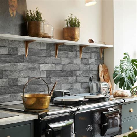 Slate Stone Brick Backsplash Tile Decals Faux 3D Gray Rock - Etsy