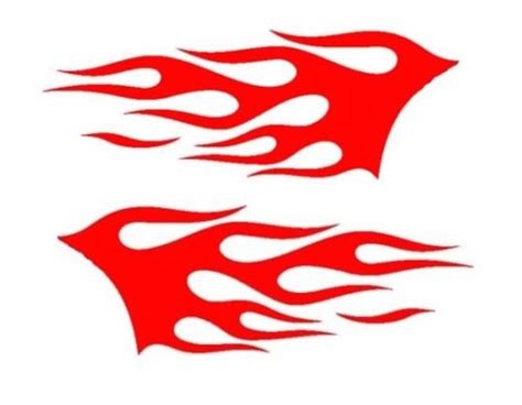 Pair Car Flames Decals Car Bonnet Side Stickers Decal Wall Art Decal ...