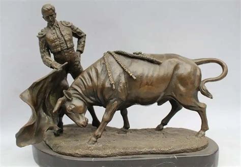 FREE SHIPPING Spain Bronze Marble Statue Matador Bull Spanish Torero ...