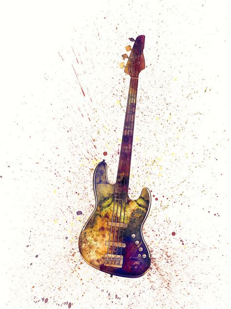 Electric Bass Guitar Abstract Watercolor Digital Art by Michael Tompsett - Fine Art America