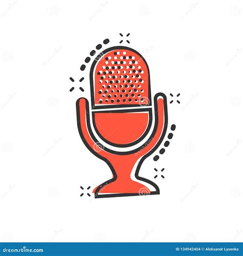 Microphone Icon In Comic Style. Mic Broadcast Vector Cartoon ...