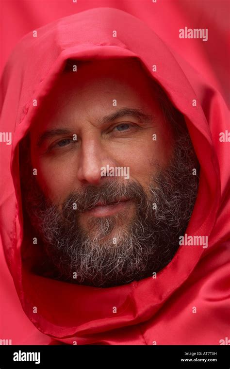 Bearded man in Red hood, image taken at St patricks day parade, dublin ...