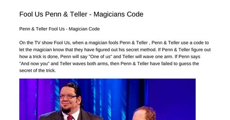 Fool Us Penn Teller Magicians Codengelf.pdf.pdf | DocDroid