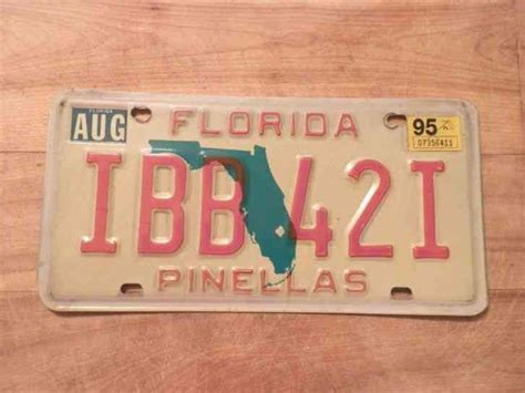 FLORIDA LICENSE PLATE PINELLAS AUTO TAG 1995