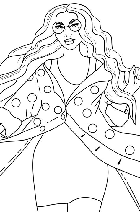 Girl in Powdery Cardigan - Woman coloring pages for Adults Online