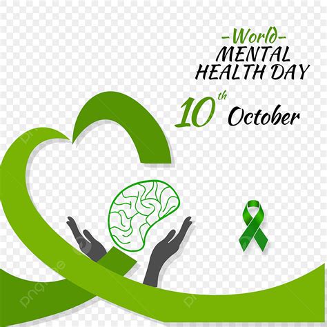 Mental Health Ribbon Clipart Transparent Background, Green Ribbon World ...