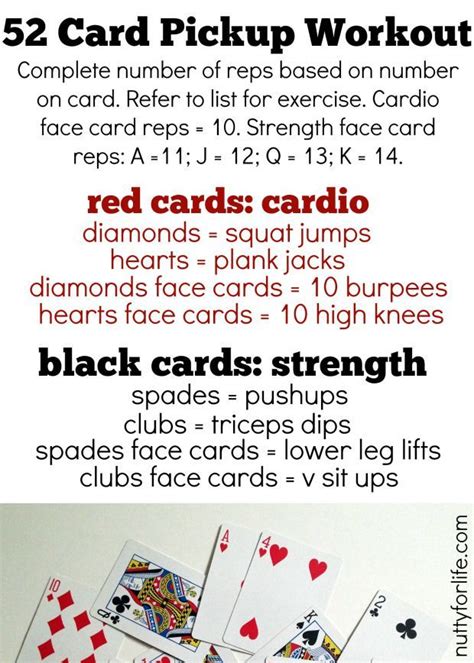 52 Card Pickup Workout [Deck of Cards Workout] (Nutty for Life) | Card ...