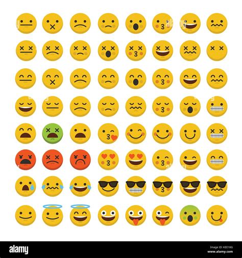 Set of emoji emoticon character faces Stock Vector Art & Illustration ...