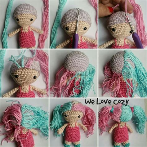 Adding hair to your crochet doll | Crochet doll, Crochet dolls, Knitted dolls