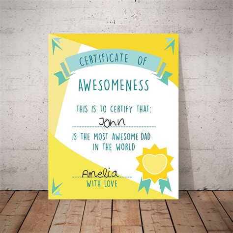 Dad Award Certificate Best Dad Award Father's Day Sign - Etsy